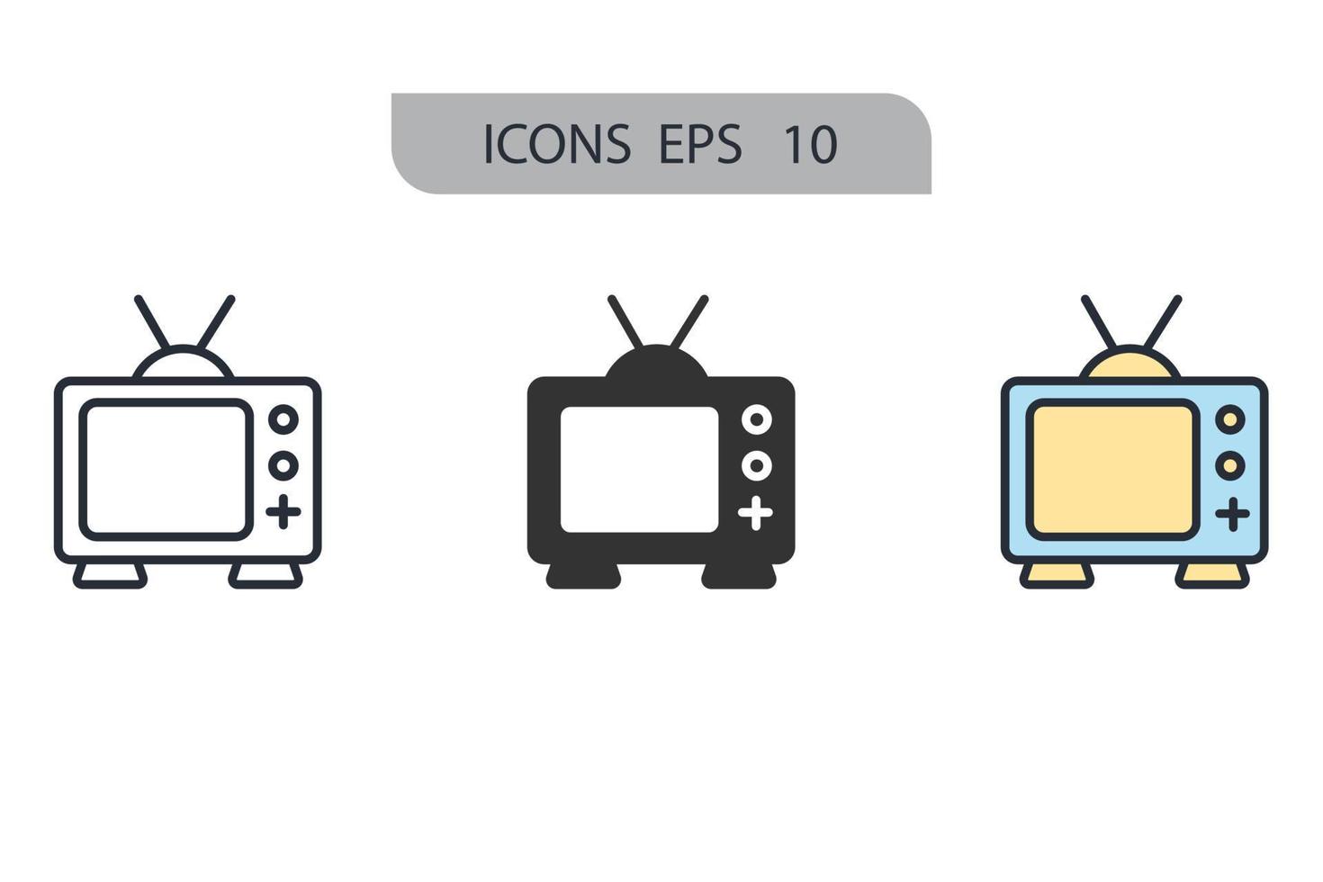 icônes tv symboles éléments vectoriels pour le web infographique vecteur