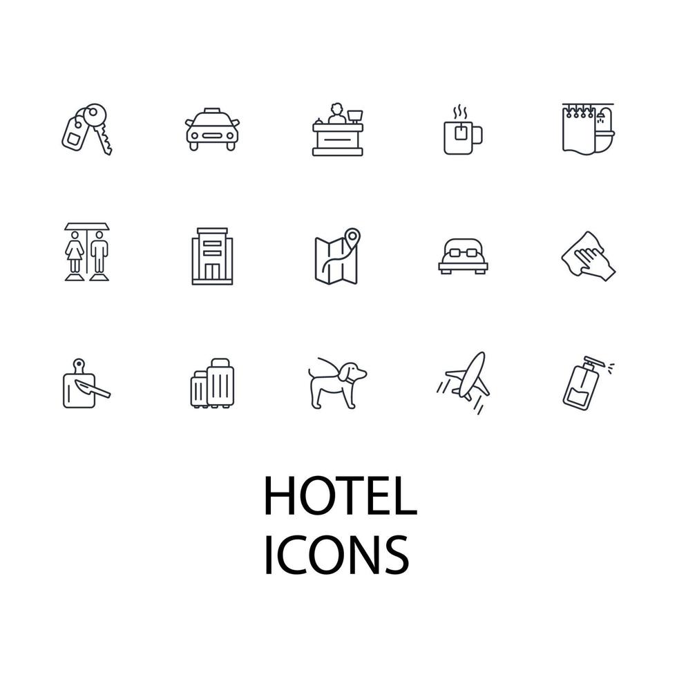 ensemble d'icônes de service hôtelier. hôtel service pack symbole vecteur éléments pour infographie web