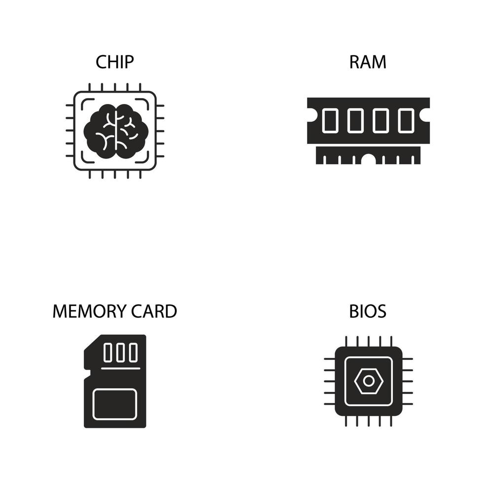 jeu d'icônes de composants informatiques. composants informatiques pack symbole éléments vectoriels pour le web infographique vecteur