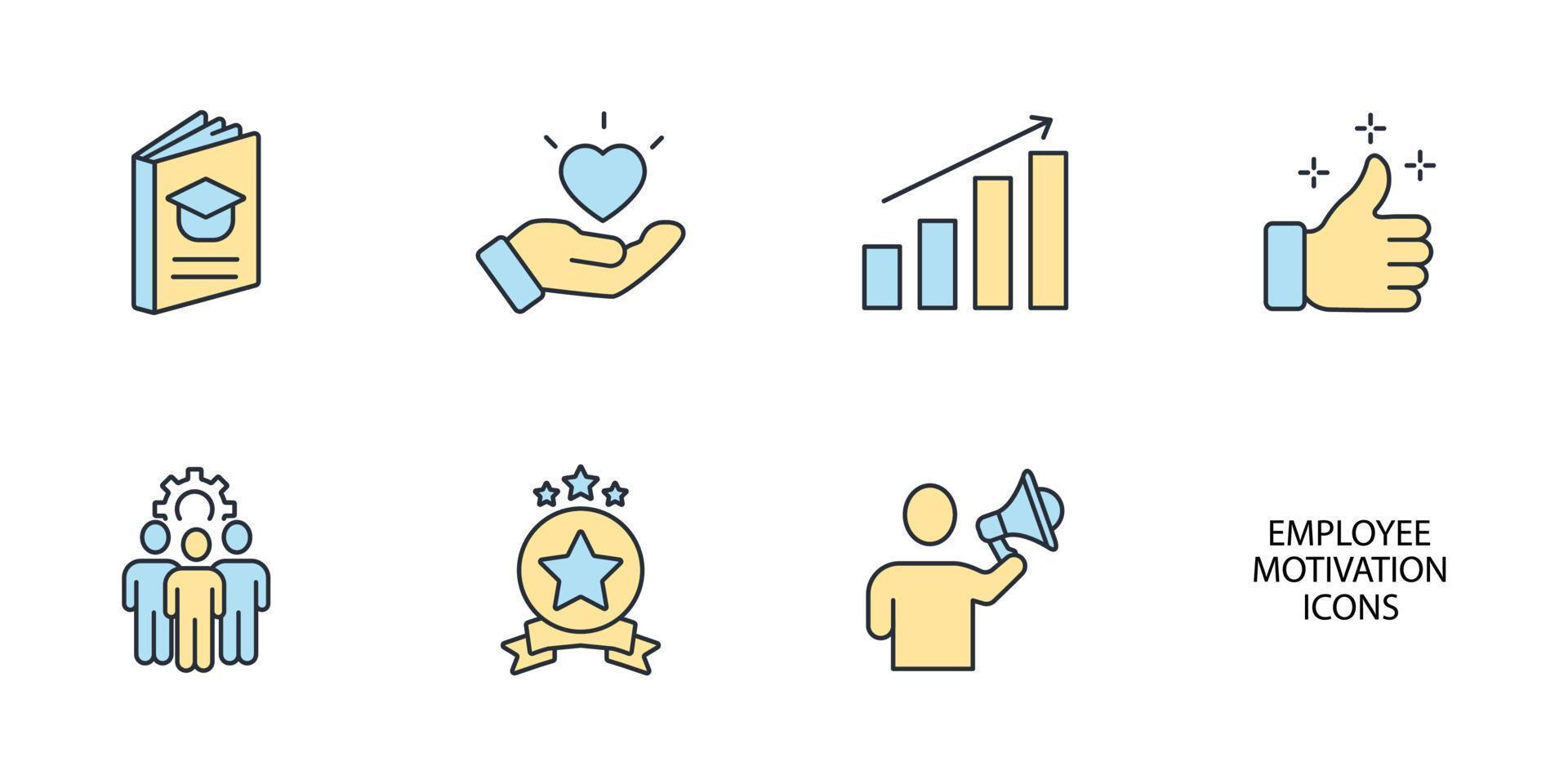 ensemble d'icônes de motivation des employés. éléments de vecteur de symbole de pack de motivation des employés pour le web infographique