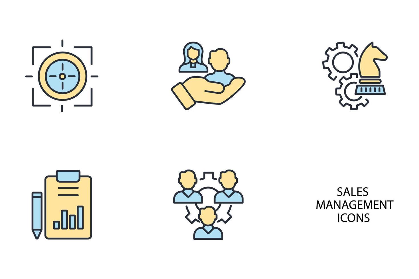 ensemble d'icônes de gestion des ventes. éléments de vecteur de symbole de pack de gestion des ventes pour le web infographique