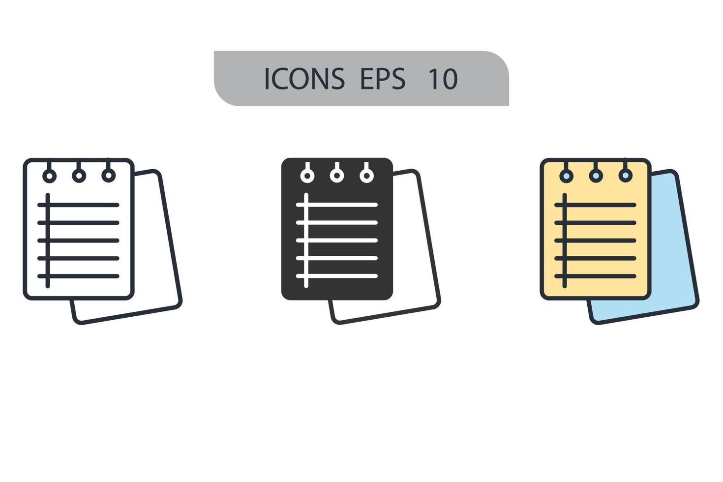 cahier papier icônes symbole vecteur éléments pour infographie web