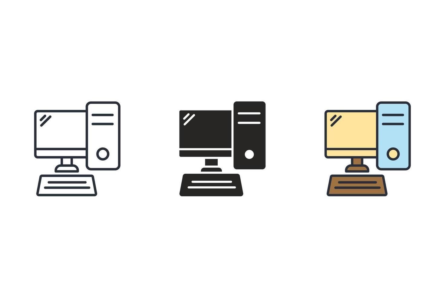 icônes de bureau symboles éléments vectoriels pour le web infographique vecteur