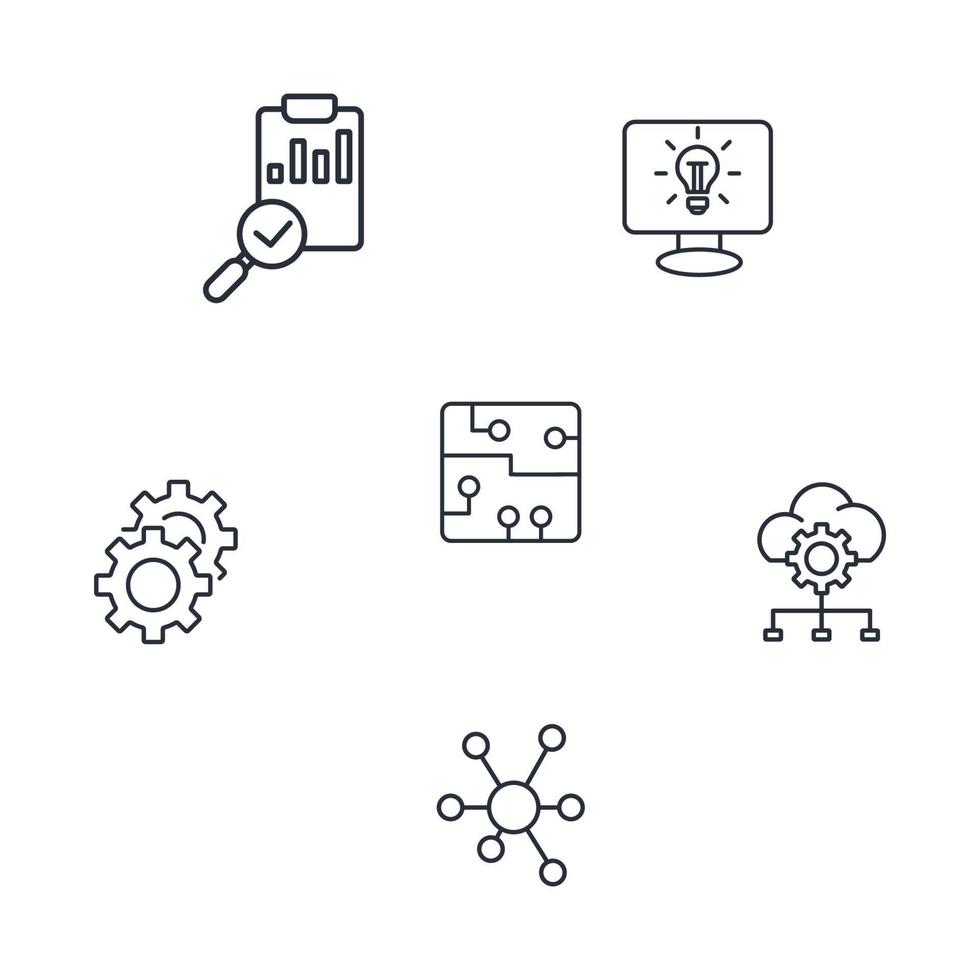 sur le jeu d'icônes d'apprentissage automatique. à propos des éléments de vecteur de symbole de pack d'apprentissage automatique pour le web infographique