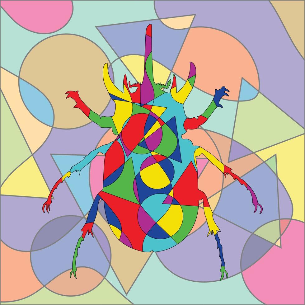 conception d'insectes colorés abstraits cubisme surréalisme style vecteur premium