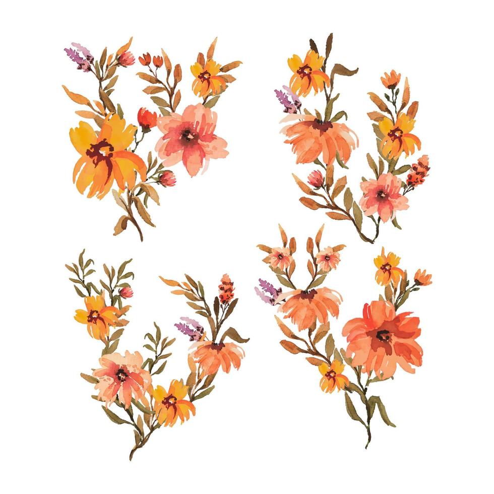 illustration de bouquet de fleurs aquarelle vecteur