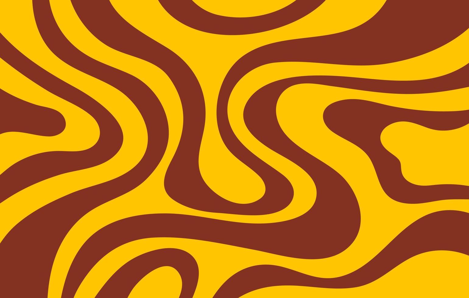 fond horizontal abstrait avec des vagues colorées dans les couleurs jaunes et marron. illustration vectorielle à la mode dans le style rétro des années 60, 70. vecteur