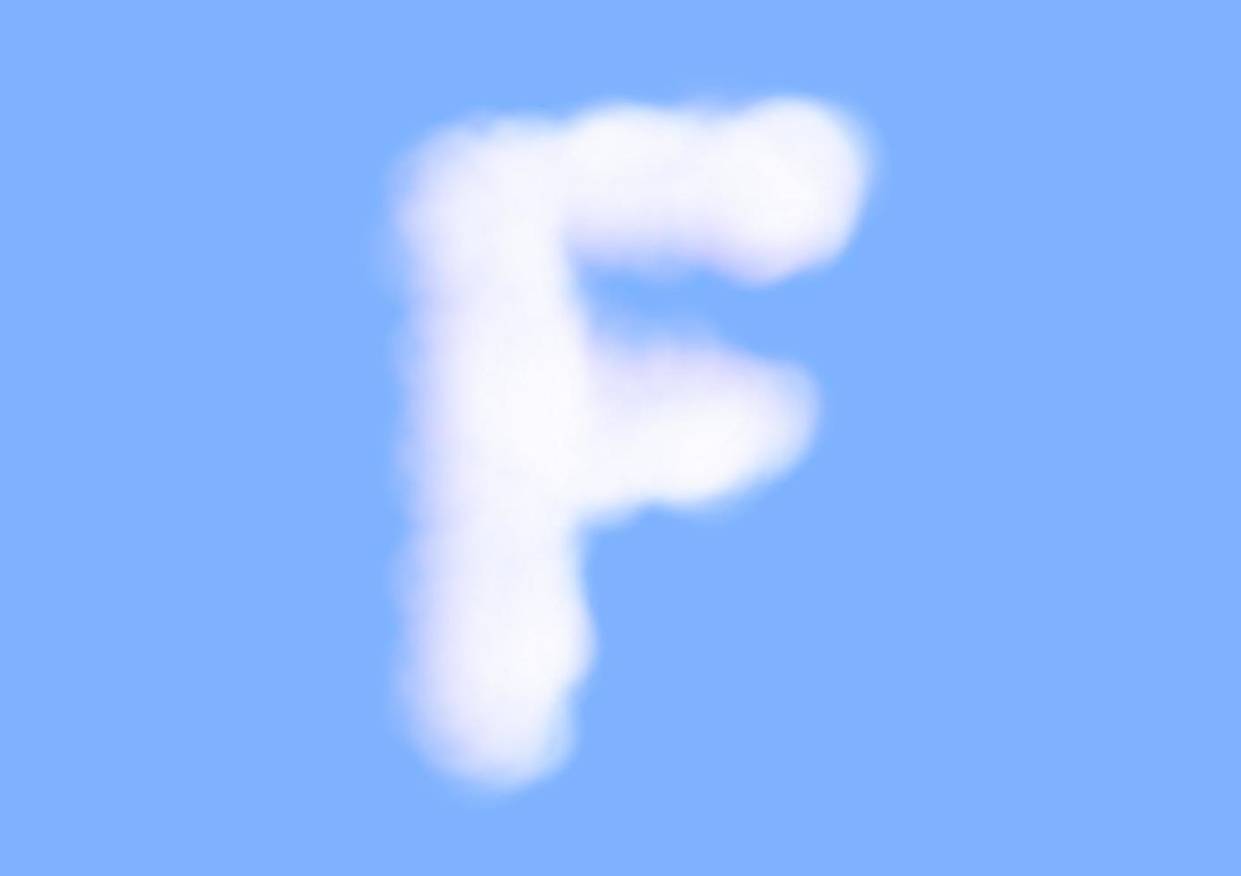 forme de police de l'alphabet f dans le vecteur de nuage sur fond de ciel bleu