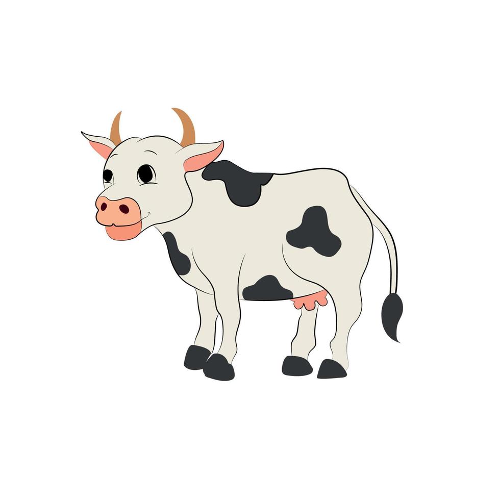 vache heureuse de dessin animé isolée sur fond blanc vecteur gratuit