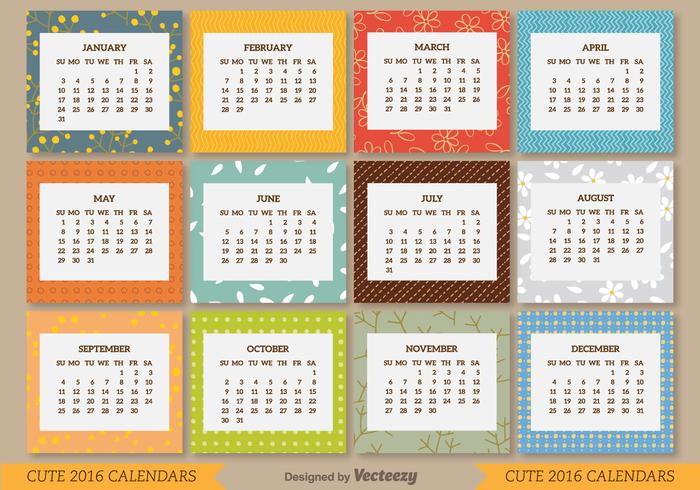 Calendrier 2016 vecteur