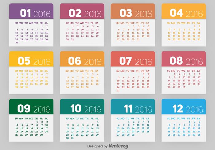 Calendrier 2016 vecteur