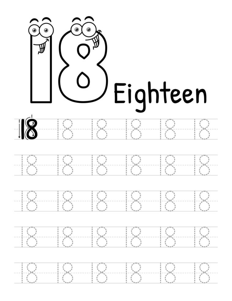 intérieur du livre de suivi des numéros pour les enfants. enfants écrivant une feuille de travail. éléments vectoriels premium.-19 vecteur