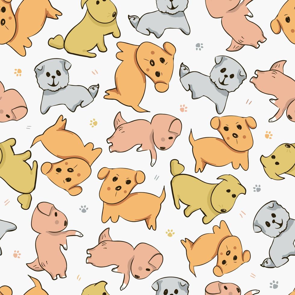 illustration beau chiot chien dessin animé mignon modèle sans couture vecteur