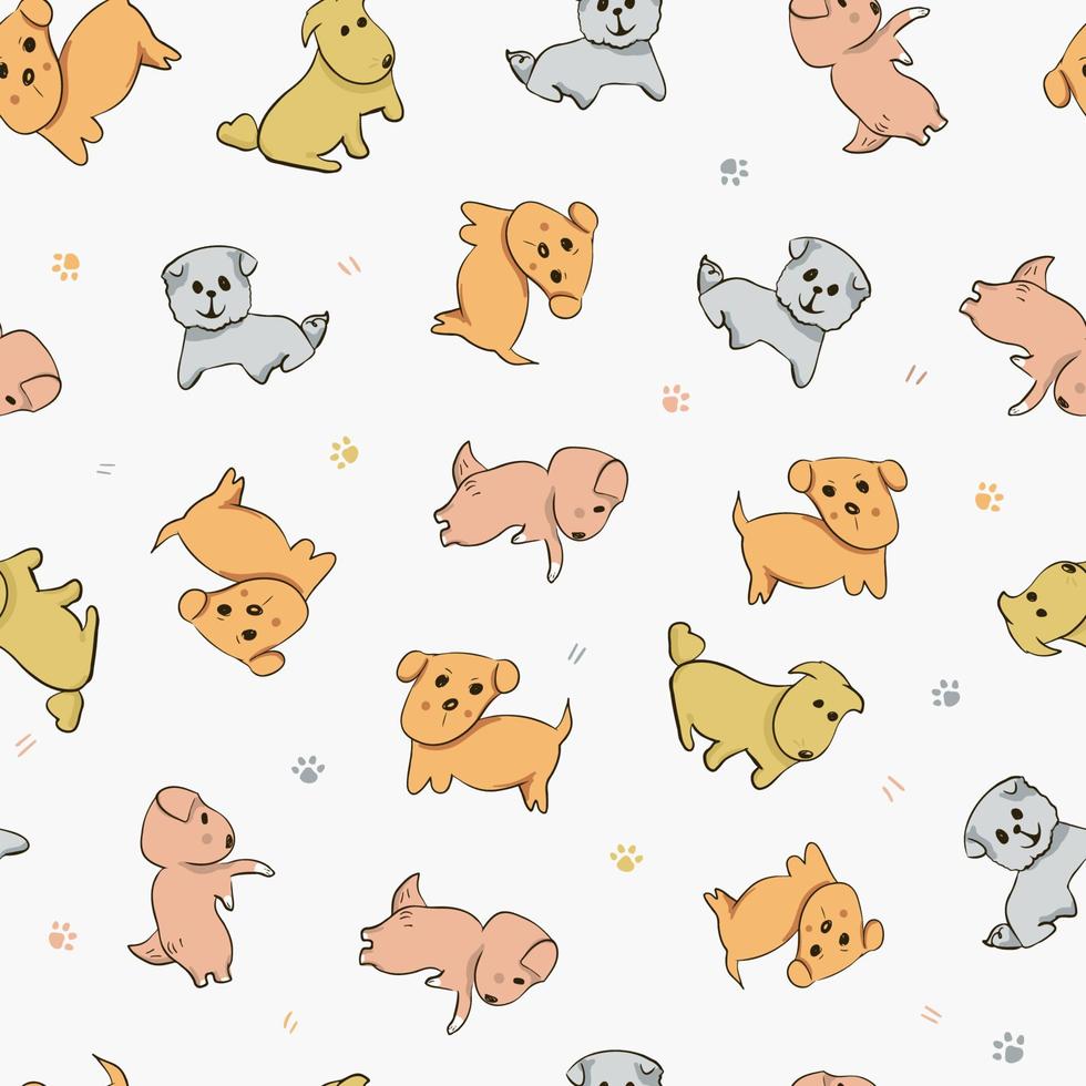 illustration beau chiot chien dessin animé mignon modèle sans couture vecteur