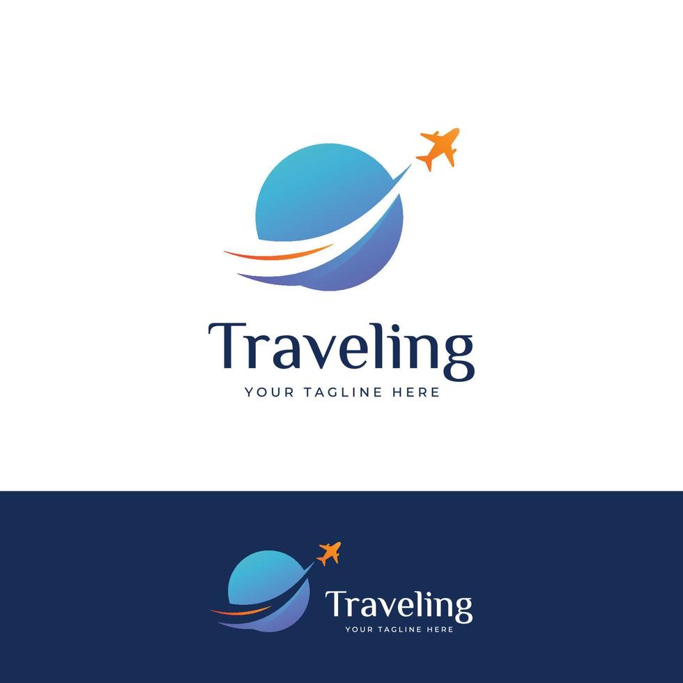 création de logo d'agence de voyage et vacances d'été avec des avions. le logo peut être destiné aux entreprises et aux agents de billets d'avion. vecteur