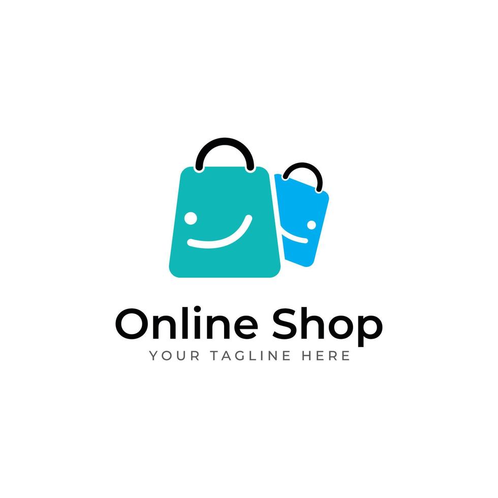 sac à provisions et logo de panier d'achat en ligne.logo adapté à la vente, à la remise, à la boutique.avec l'édition d'illustrations vectorielles. vecteur