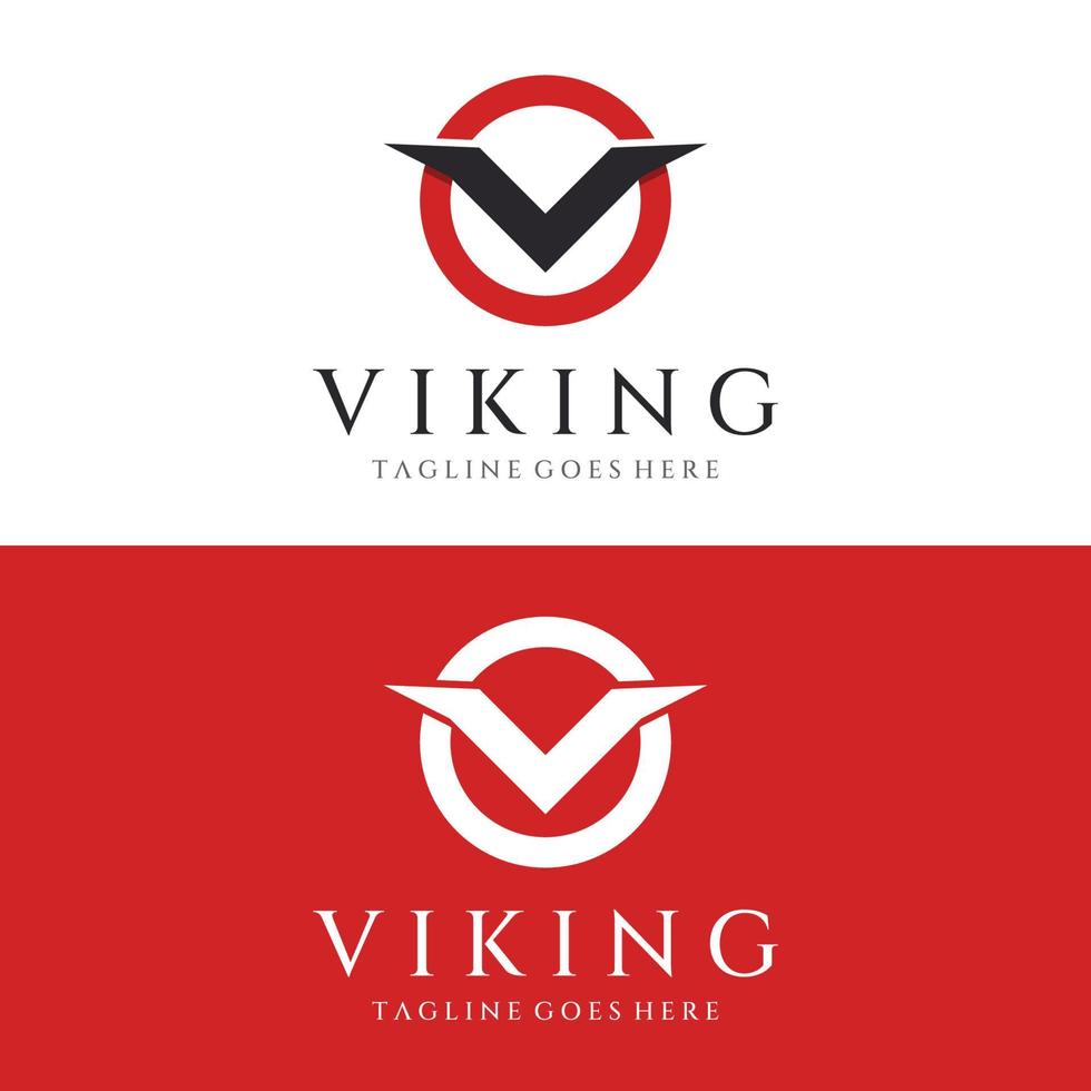 logo casque guerrier viking avec casque à cornes et viking avec la lettre v. le logo peut être utilisé pour les bateaux, les sports et autres. vecteur