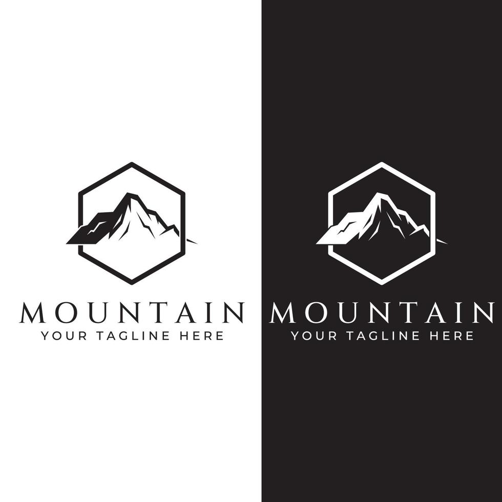 vue sur le paysage de montagne, design minimaliste. logo pour les photographes, les grimpeurs et les aventuriers. édition à l'aide d'illustration vectorielle. vecteur