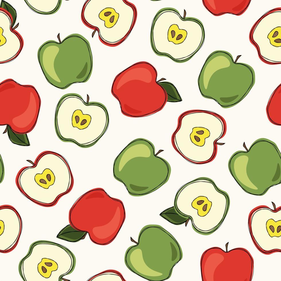 modèle d'été de dessin animé avec des pommes douces vecteur