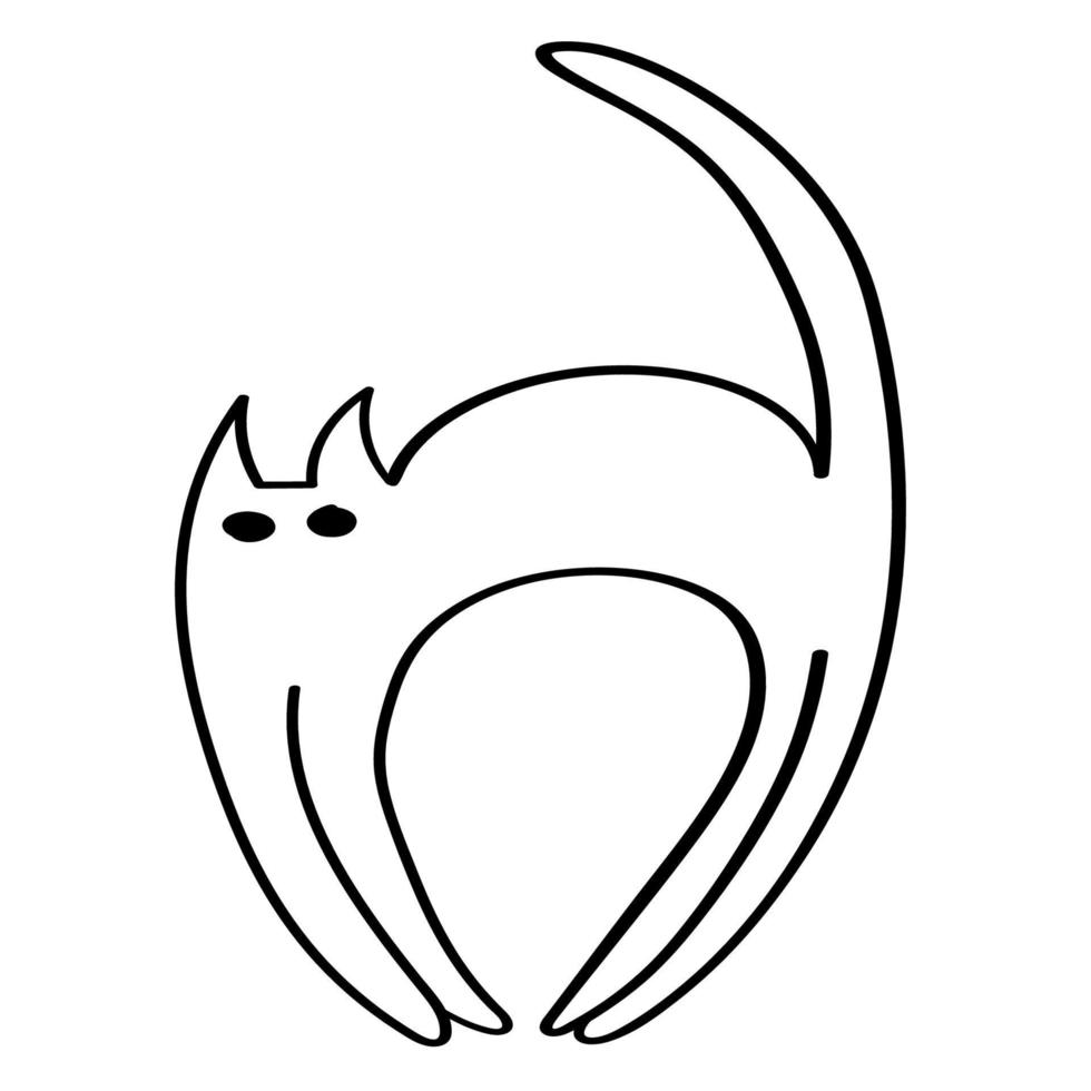 autocollant doodle silhouette d'un chat pour halloween vecteur