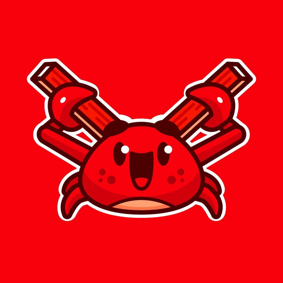 illustration de logo de mascotte de bâton de crabe vecteur