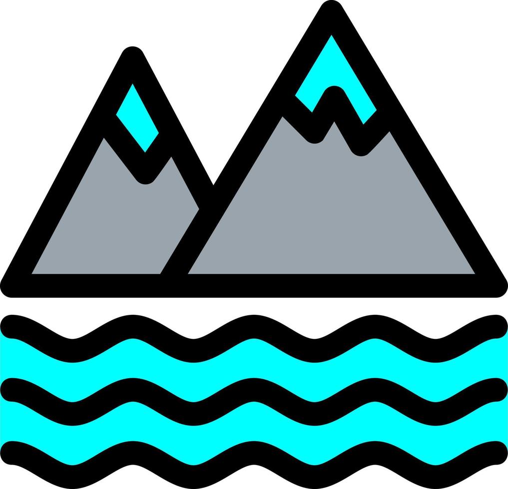 icône de la ligne du paysage de la baie vecteur