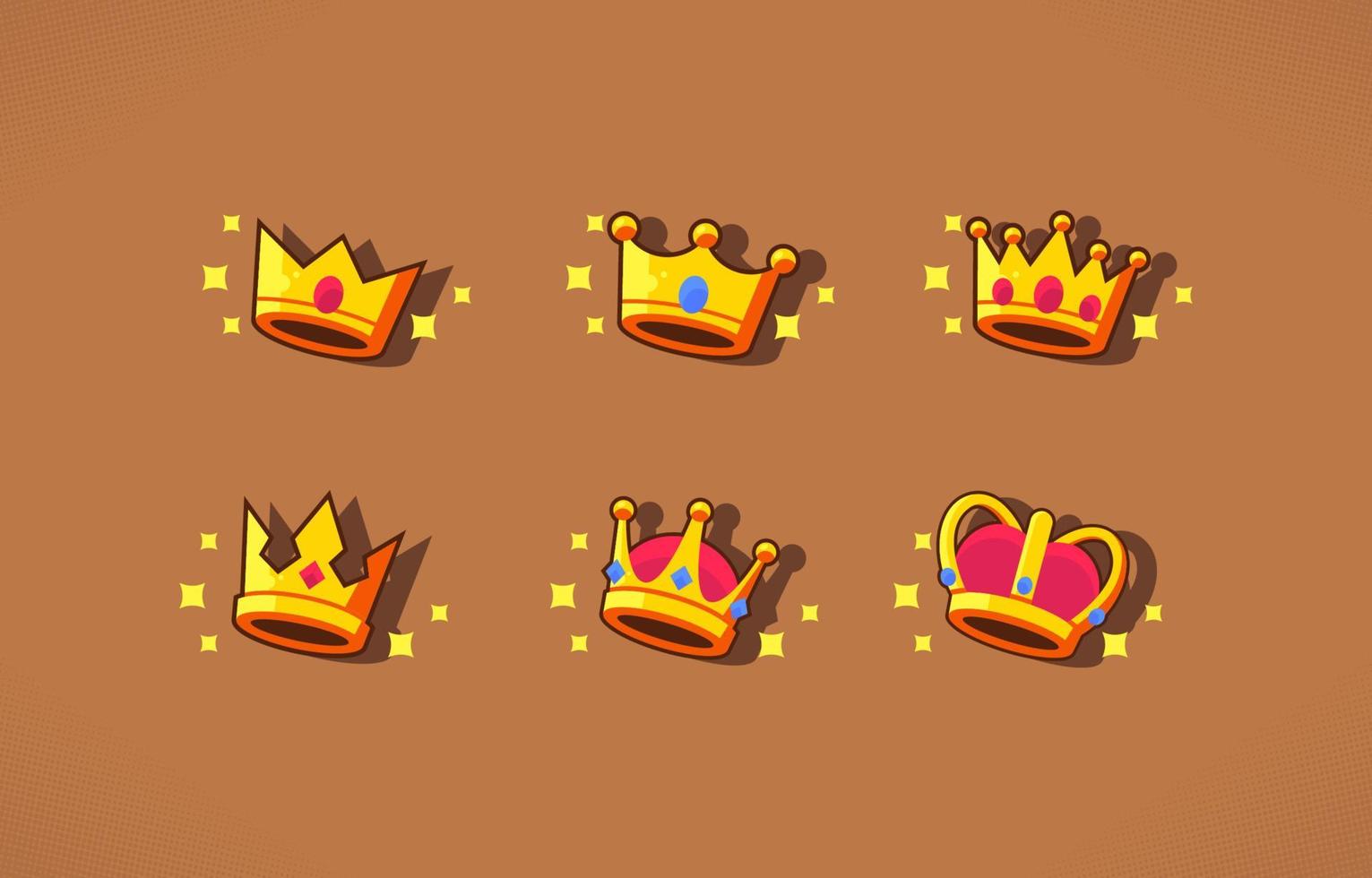jeu d'icônes de couronne dorée et brillante vecteur