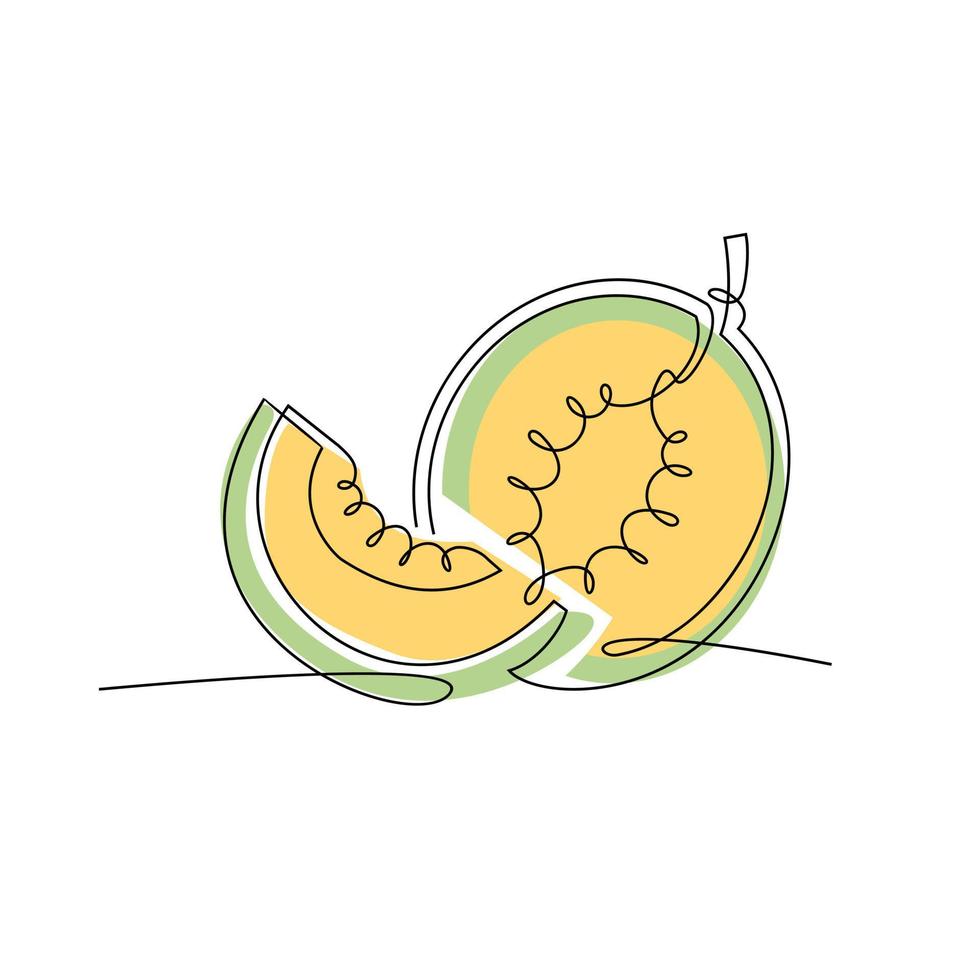 un seul logo de melon coloré en ligne continue vecteur