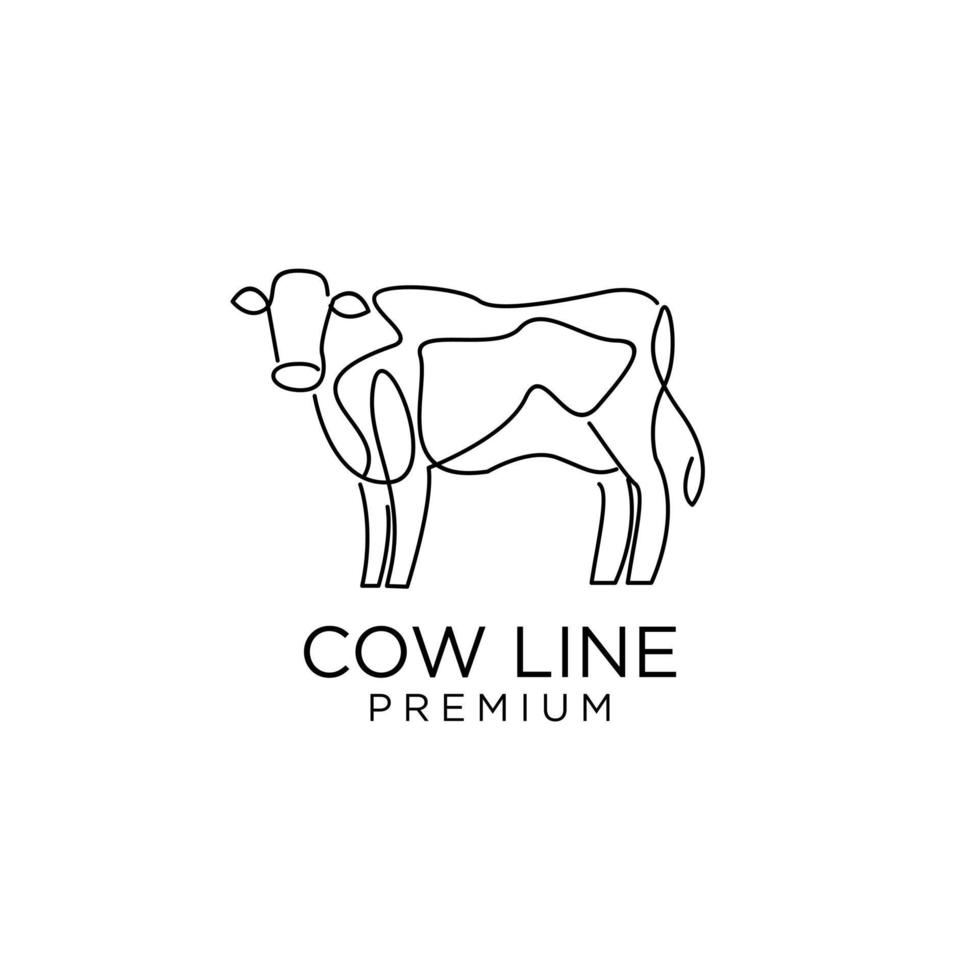 vache ferme ligne mono dessin unique logo icône création vecteur