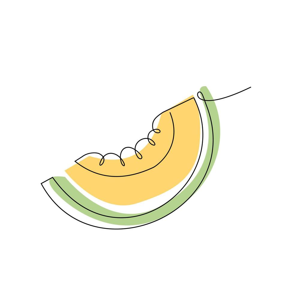 un seul logo de melon coloré en ligne continue vecteur