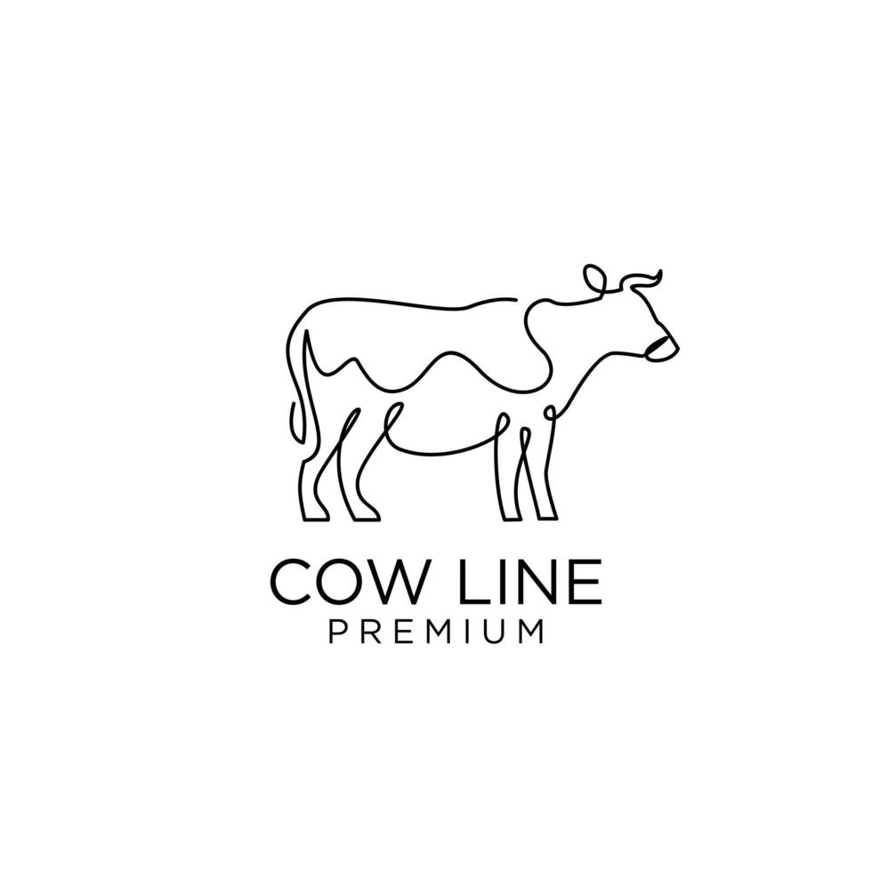 vache ferme ligne mono dessin unique logo icône création vecteur