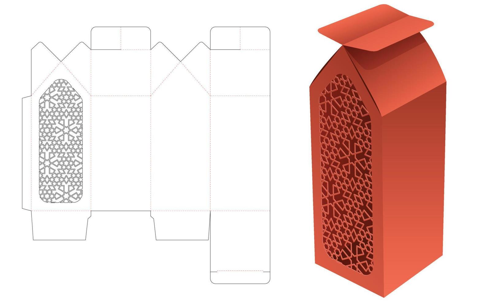 boîte de maison en carton avec modèle découpé au pochoir et maquette 3d vecteur