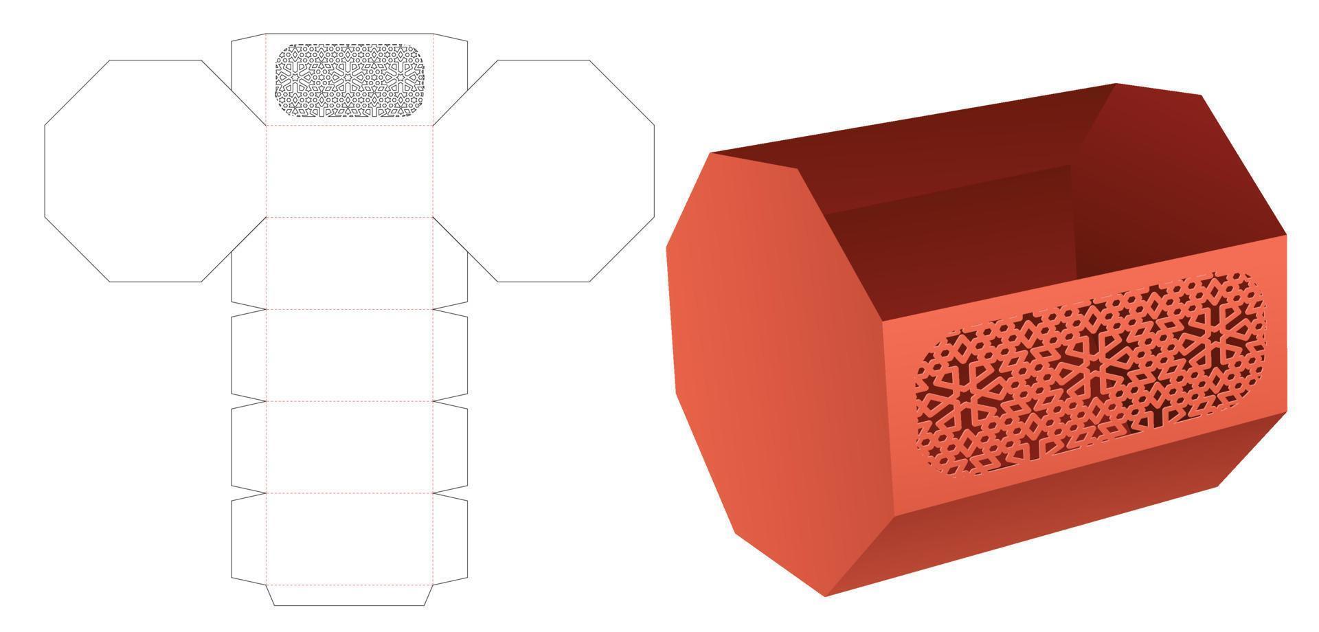 bol octogonal avec modèle découpé au pochoir et maquette 3d vecteur