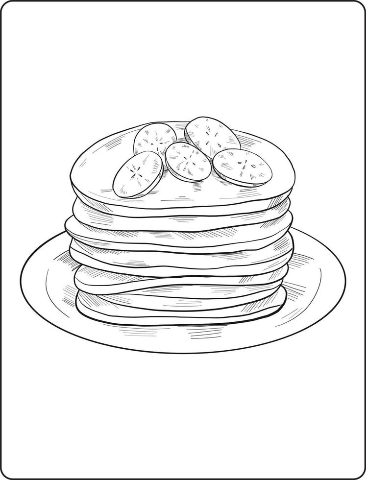 conception de pages de coloriage de crêpes. conception d'art en ligne de crêpes. conception de pages à colorier. vecteur