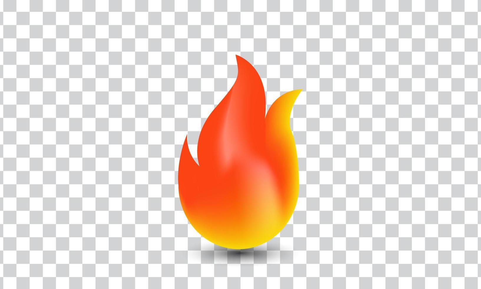icône de conception de concept de flamme de feu 3d unique isolée sur vecteur