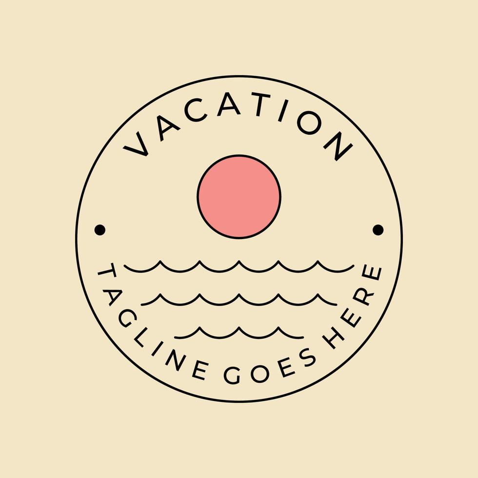 océan vacances vague badge logo dessin au trait illustration vectorielle conception vecteur