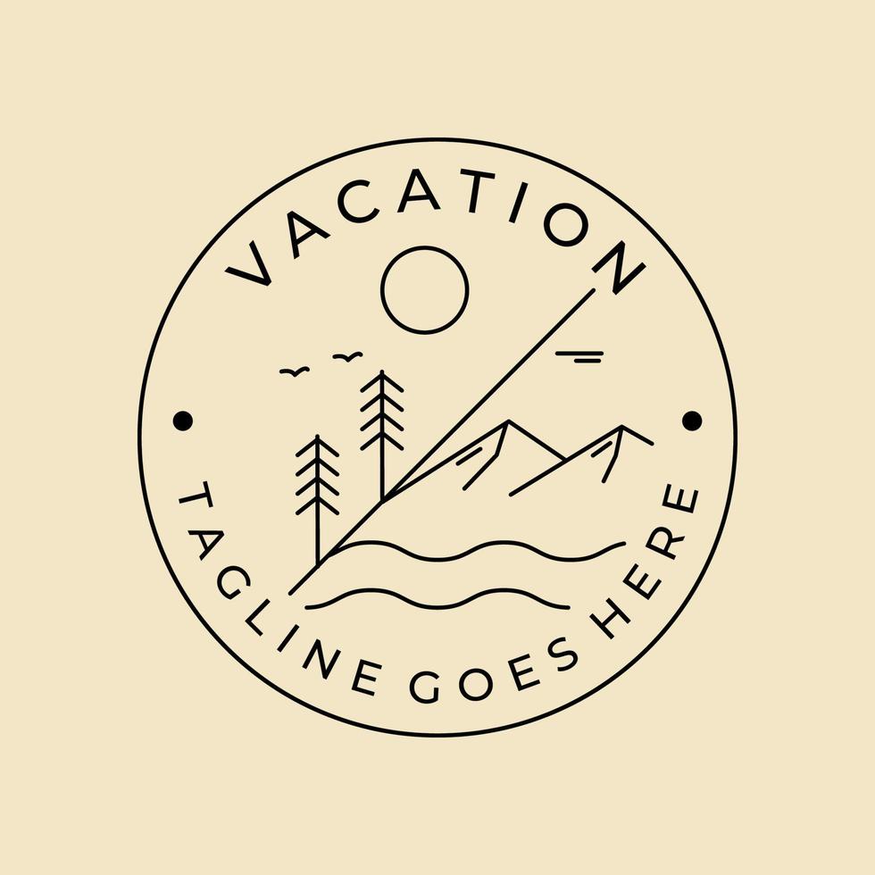 aventure en plein air vacances badge dessin au trait logo design minimaliste vecteur