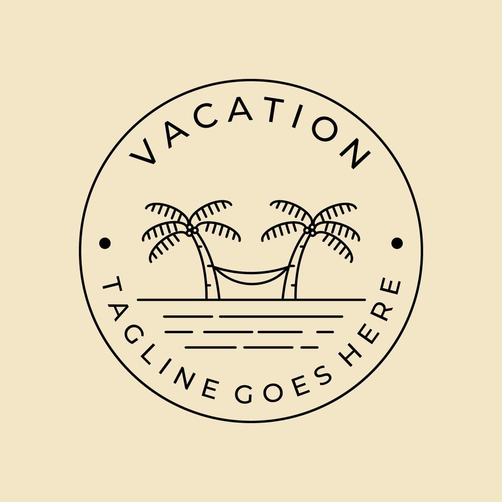 vacances plage hamac dessin au trait insigne logo vecteur design minimaliste