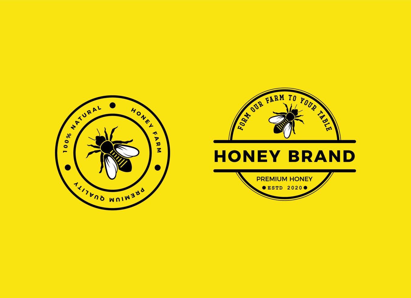 modèle de conception de logo de ferme de miel et d'entreprise d'abeilles. vecteur