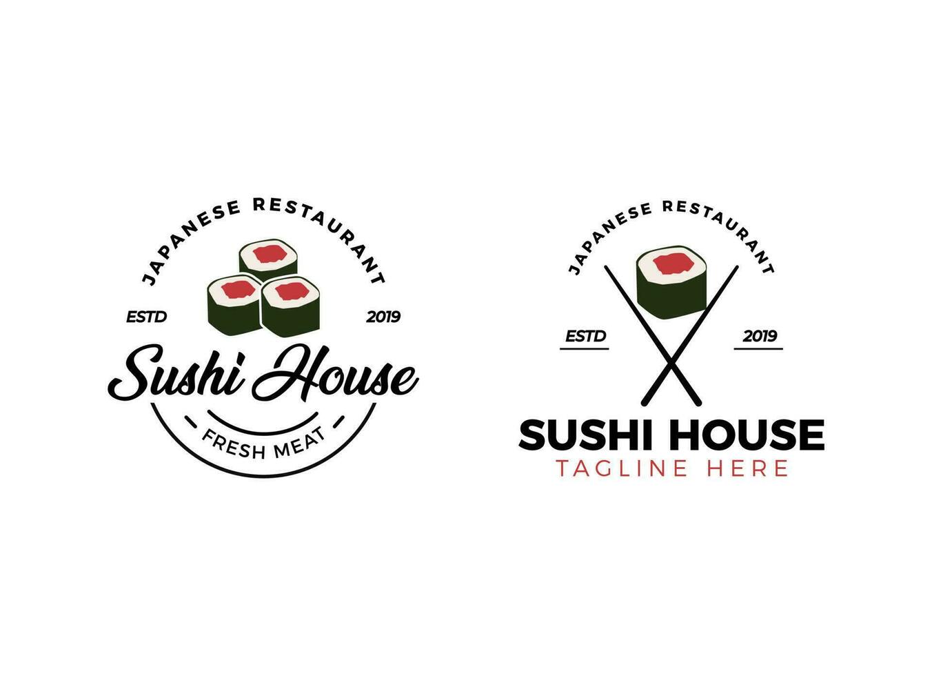 modèle de conception de logo de restaurant de sushi. vecteur