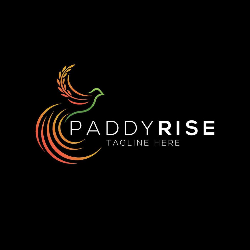 modèle de conception de logo paradis oiseau et paddy avec un style moderne vecteur