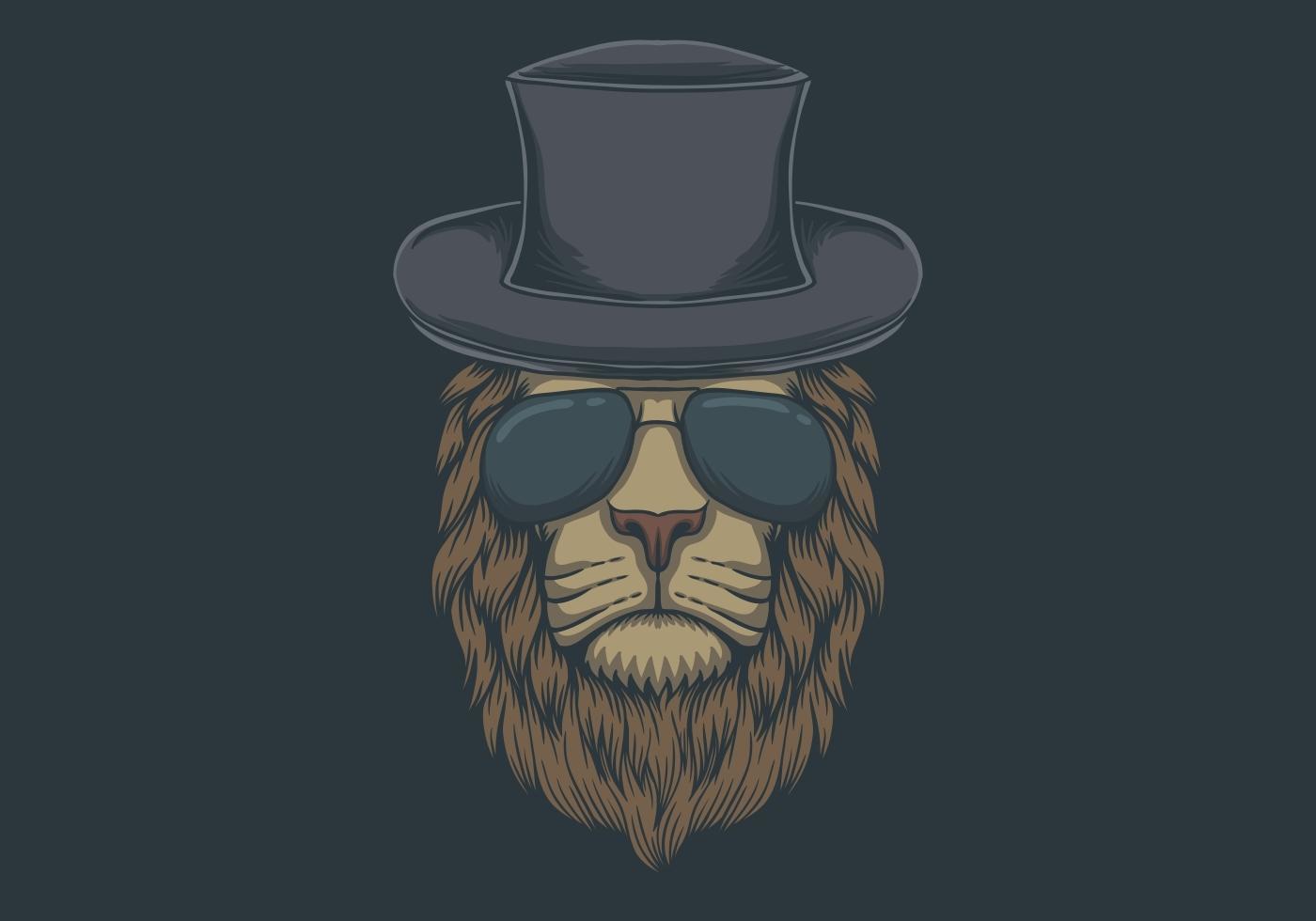 tête de lion avec illustration de lunettes vecteur