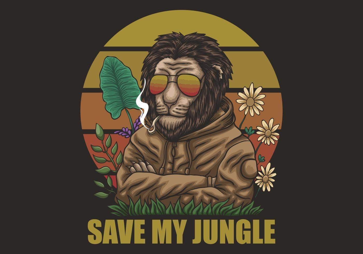 lion sauver mon jungle illustration vecteur