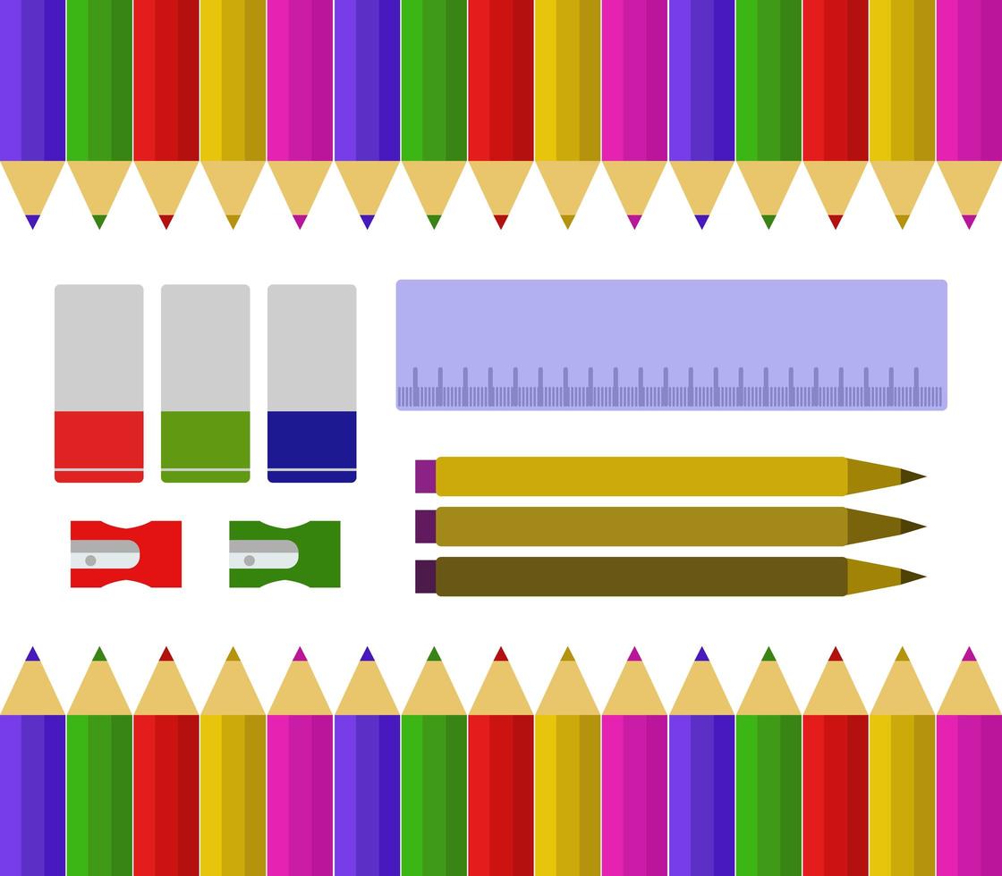 ensemble d'ustensiles et bannière scolaire vecteur