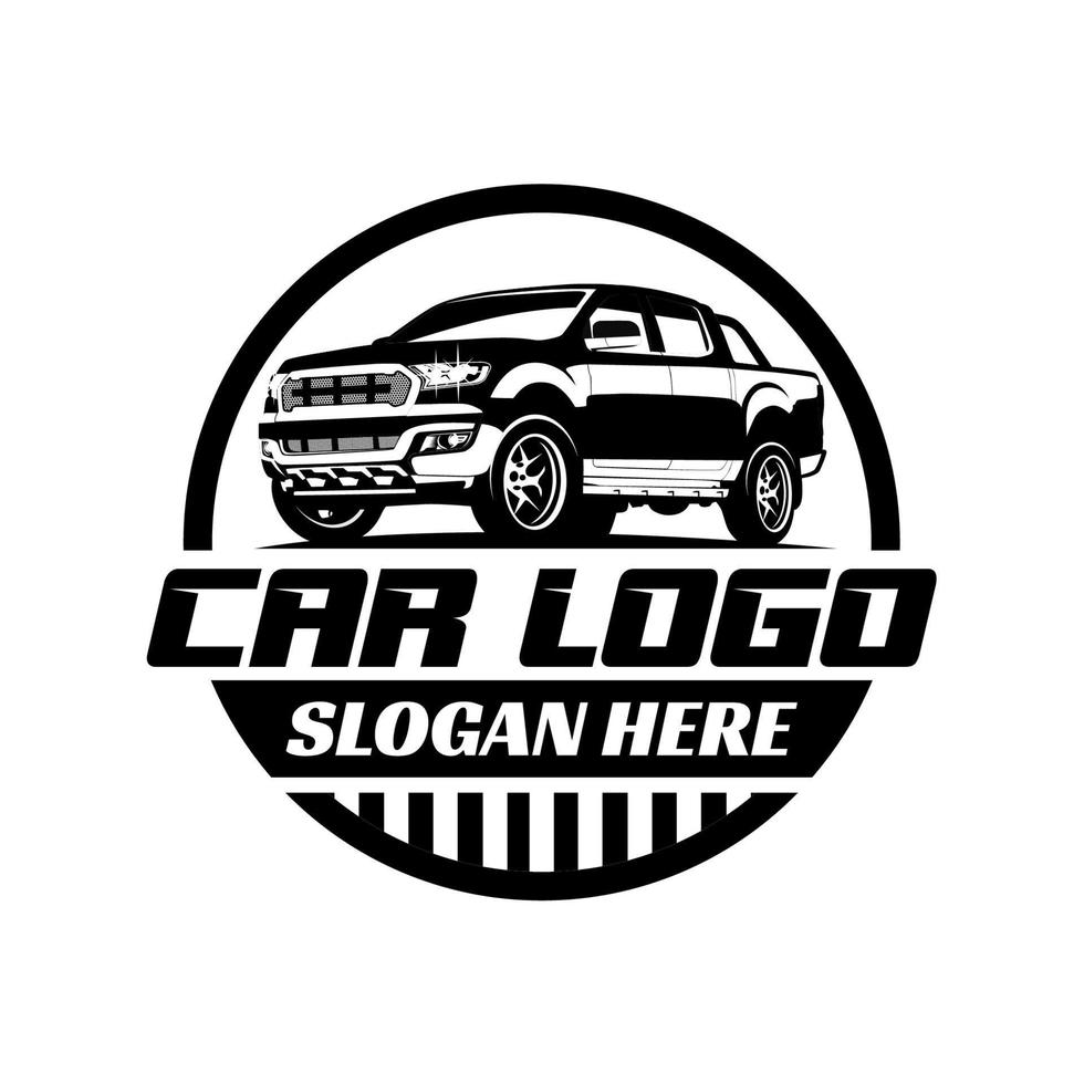 logo vectoriel d'une camionnette circulaire à double cabine, utilisé pour le logo de l'entreprise automobile.