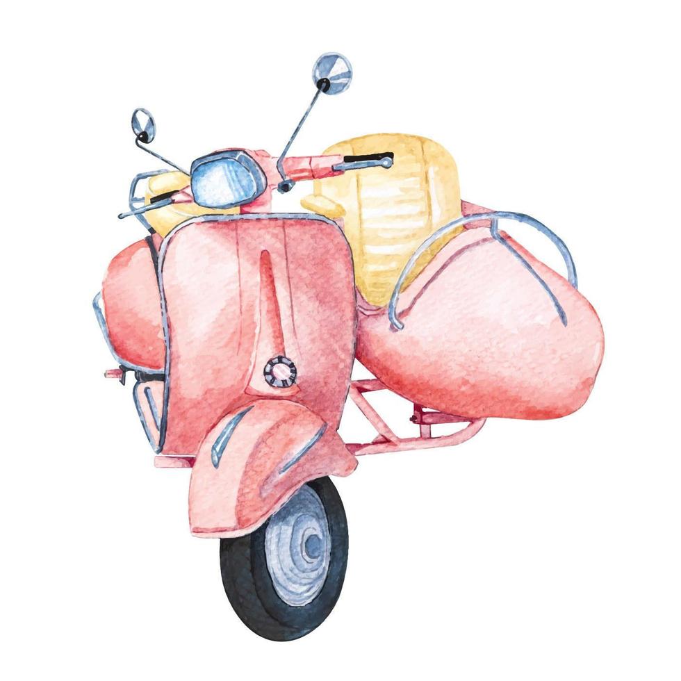 scooter vintage moto aquarelle vecteur