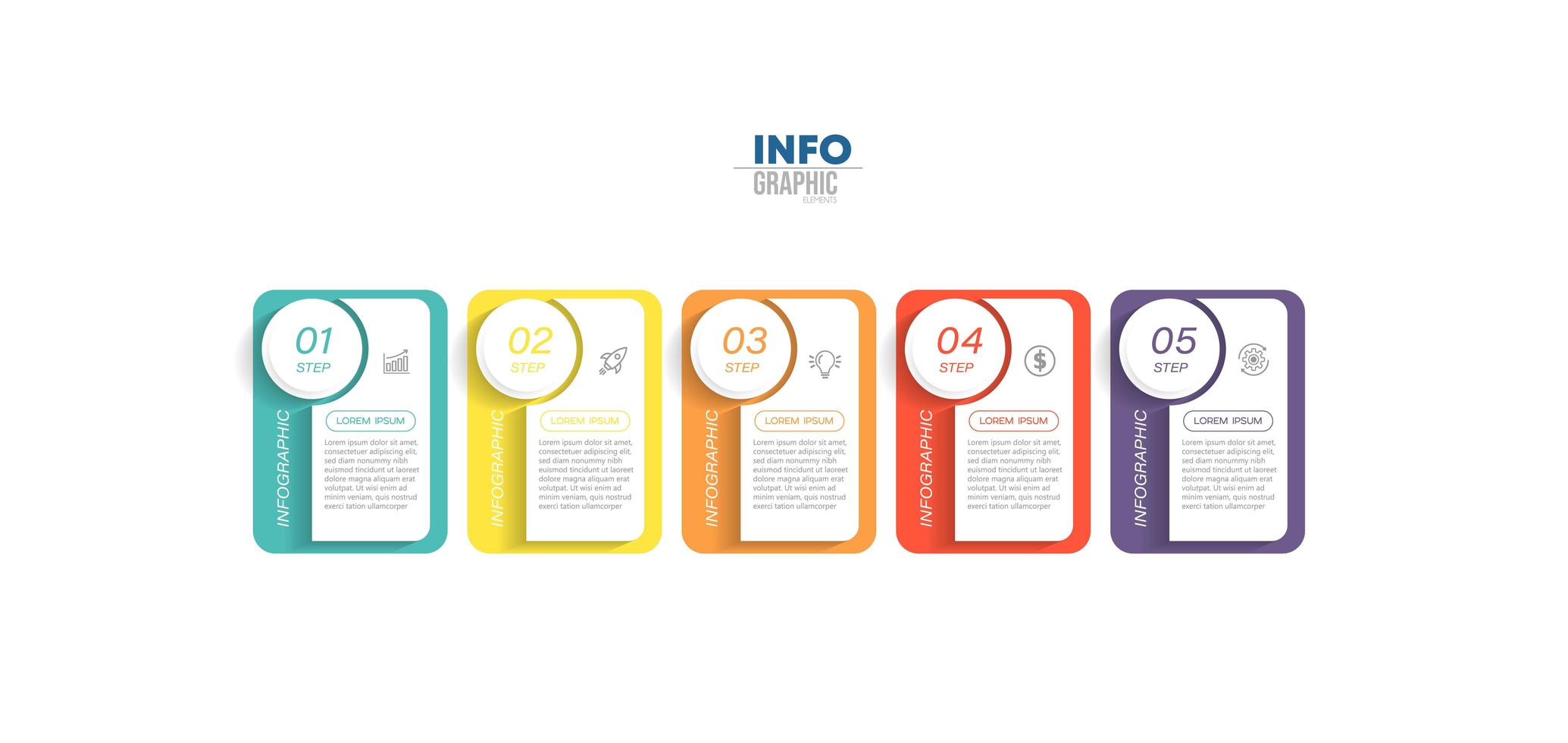 infographie d'affaires coloré en cinq étapes vecteur