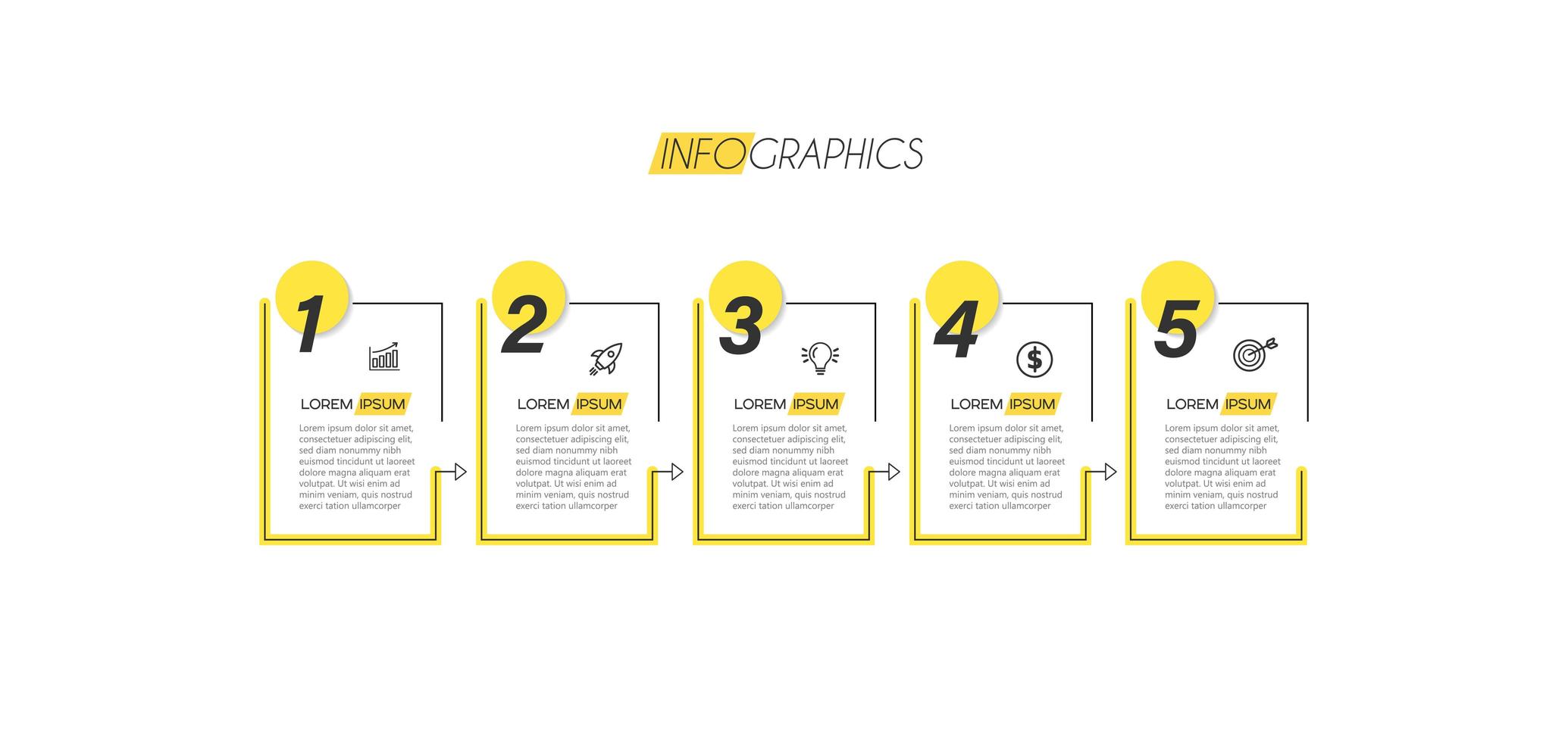 infographie jaune numérotée vecteur