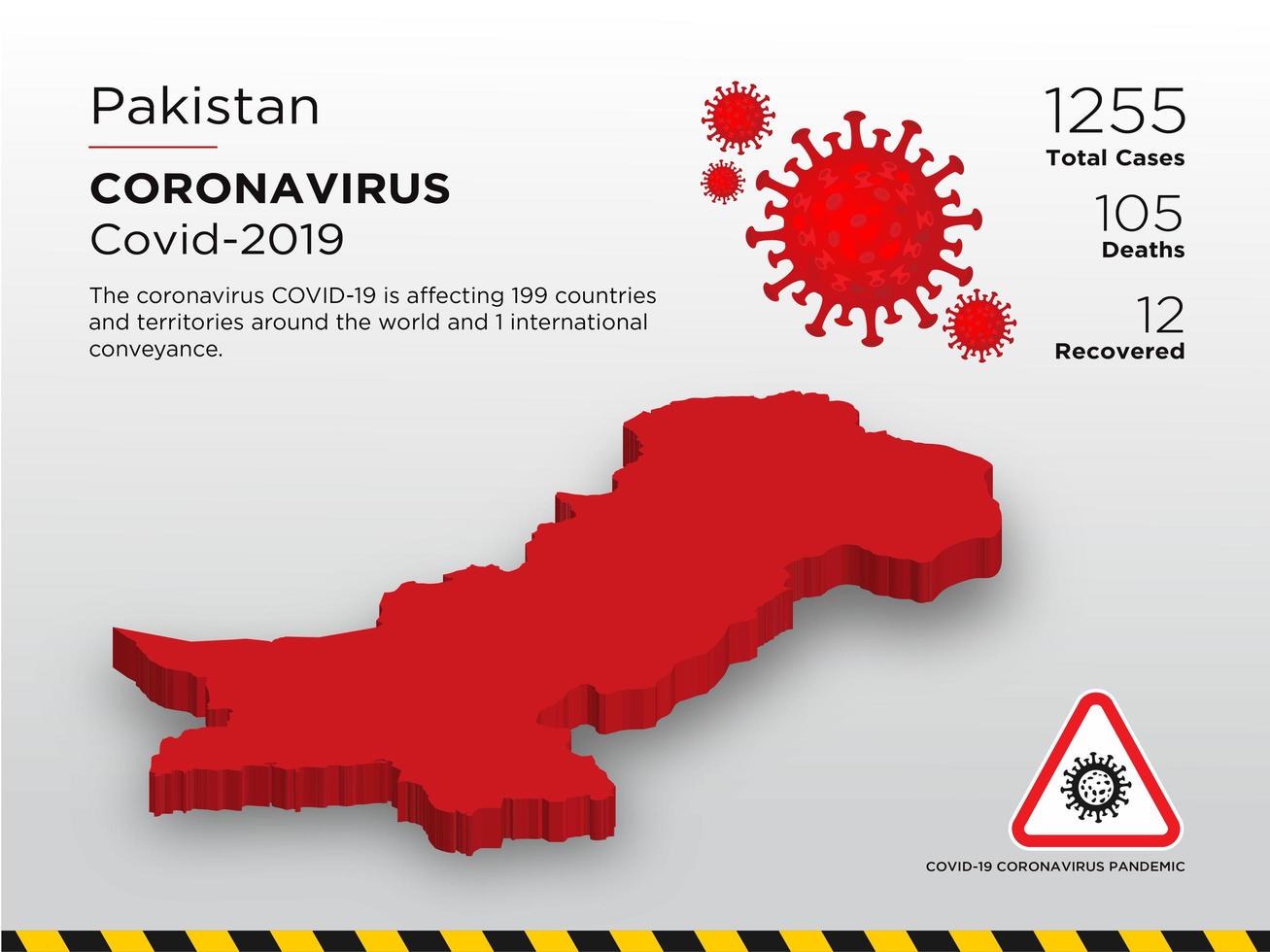 pakistan, pays touché, carte, coronavirus vecteur