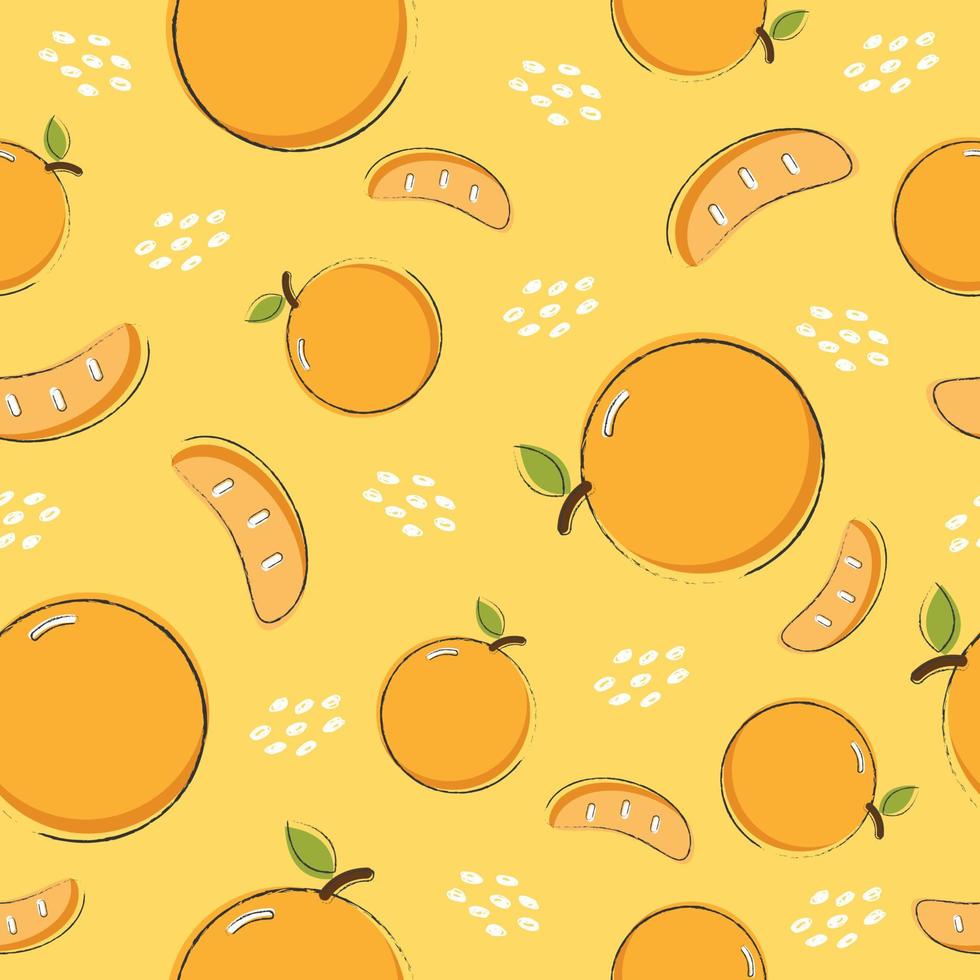 fond d'agrumes d'oranges fraîches dans un style plat. fond d'écran vectoriel coloré. modèle sans couture. illustration vectorielle pour l'impression